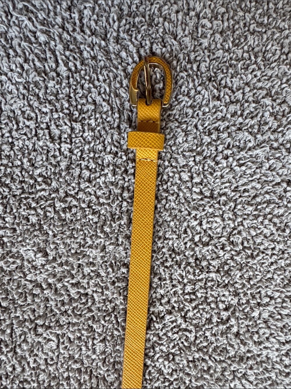 White House Black Market Yellow Textured Leather Belt with Gold Buckle